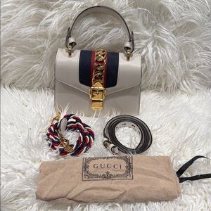 Gucci Cream and Black Mini Bag with Gold Accents